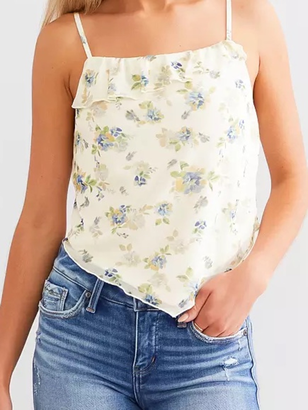 Buckle Brand Floral Ruffle Tank Top